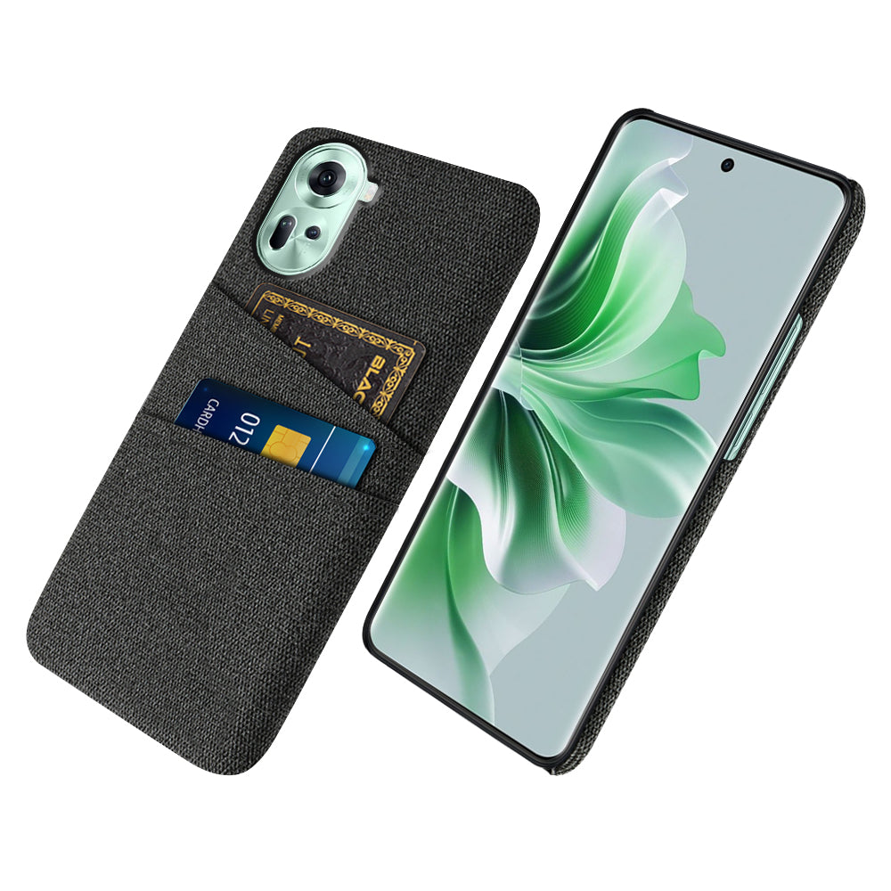 Back Cover for Oppo Reno11 5G (Global) Dual Card Holder Cloth Texture Hard PC Cell Phone Case Back Cover for Oppo Reno11 5G (Global) Dual Card Holder Cloth Texture Hard PC Cell Phone Case